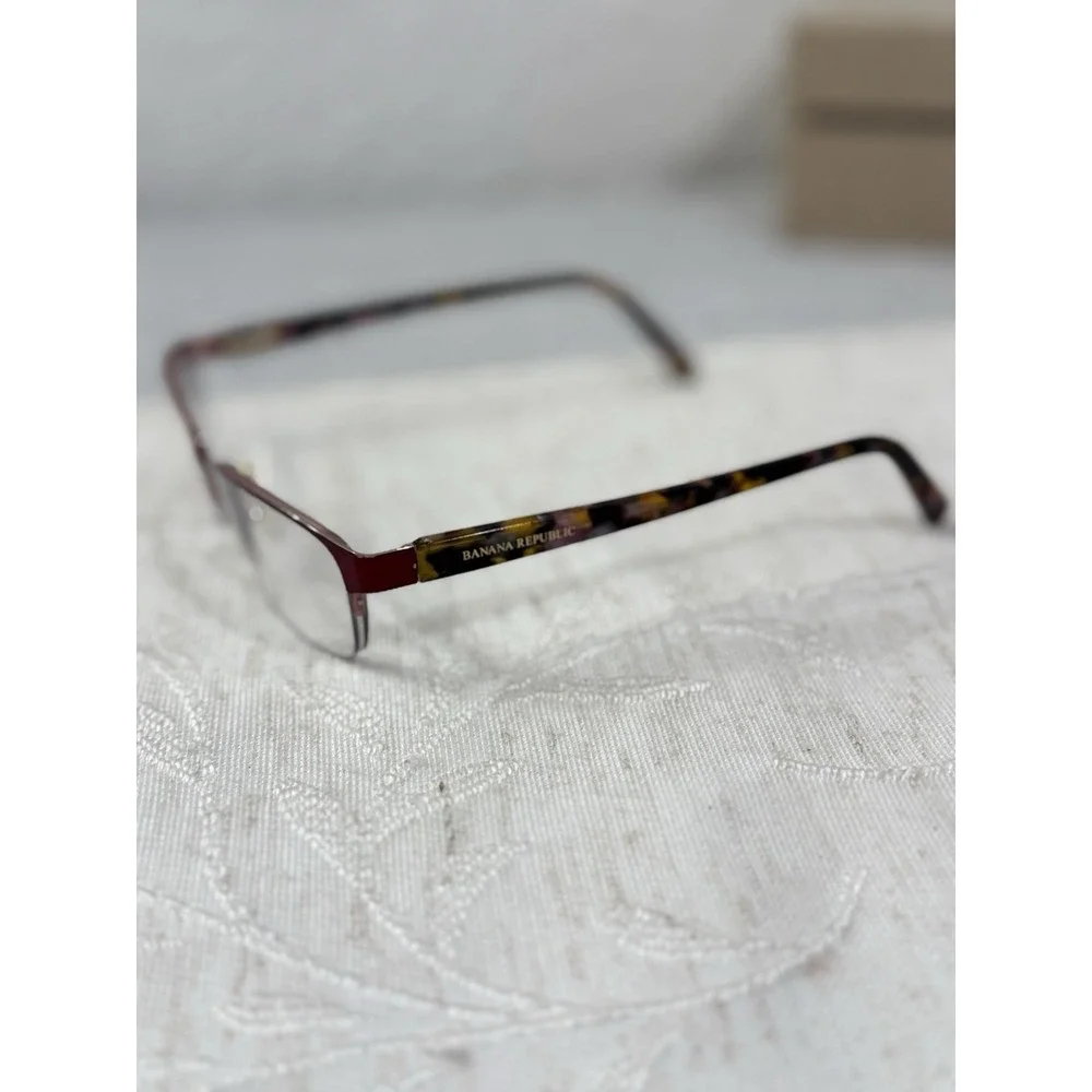 Banana Republic Nanette Half-Rim Eyeglasses Frames - Burgundy Tortoise 53-17-135